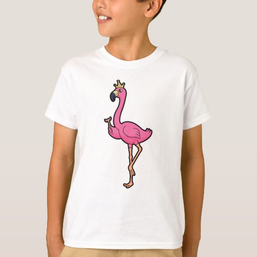 Flamingo als koning met kroon en personeel t-shirt (Voorkant)