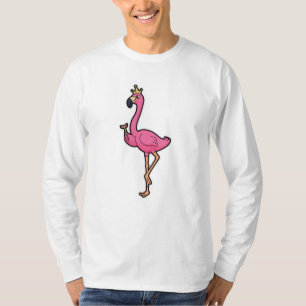 Flamingo als koning met kroon en personeel t-shirt