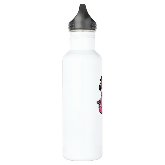 Flamingo als koning met kroon en personeel waterfles  (Links)