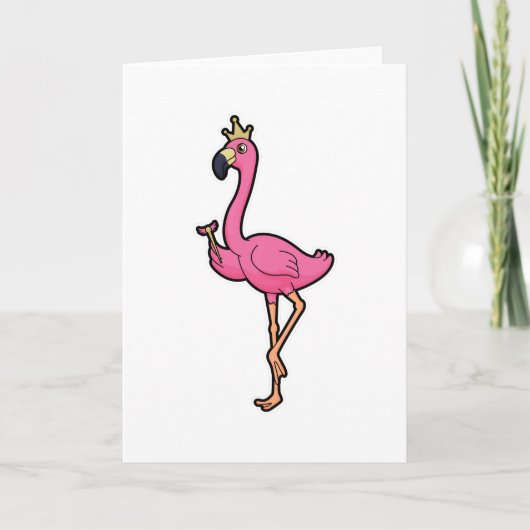 Flamingo als Koning met Kroon & Staf Kaart (Voorkant)