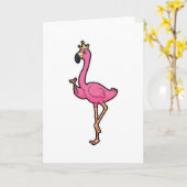 Flamingo als Koning met Kroon & Staf Kaart (Gele Bloem)