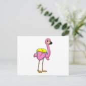 Flamingo als leerlingen met schooltas briefkaart (Staand voorkant)