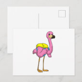 Flamingo als leerlingen met schooltas briefkaart (Voorkant / Achterkant)