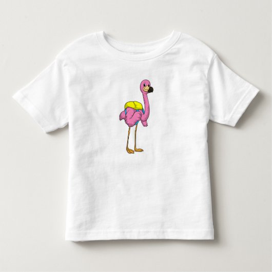 Flamingo als leerlingen met schooltas kinder shirts (Voorkant)
