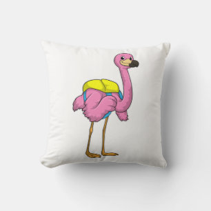 Flamingo als leerlingen met schooltas kussen