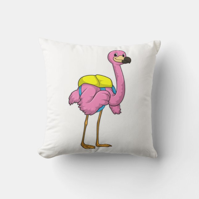 Flamingo als leerlingen met schooltas kussen (Voorkant)