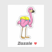 Flamingo als leerlingen met schooltas sticker (Vel)