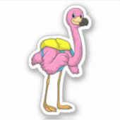 Flamingo als leerlingen met schooltas sticker (Voorkant)