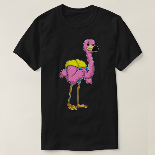 Flamingo als leerlingen met schooltas t-shirt (Design voorkant)