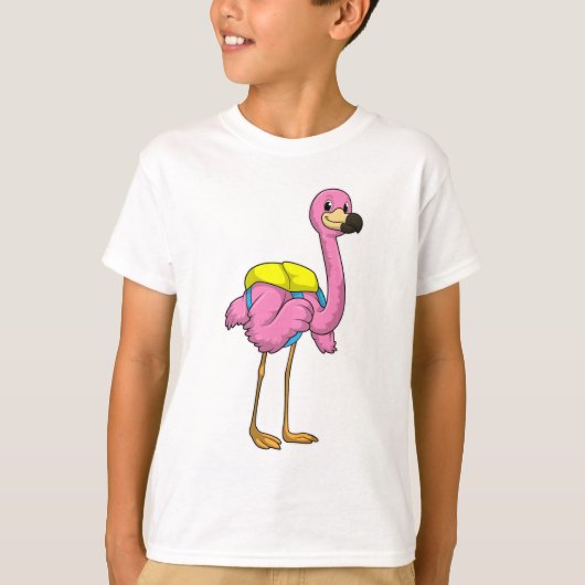 Flamingo als leerlingen met schooltas t-shirt (Voorkant)