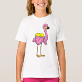 Flamingo als leerlingen met schooltas t-shirt (Voorkant)