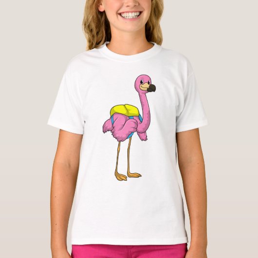 Flamingo als leerlingen met schooltas t-shirt (Voorkant)