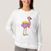Flamingo als leerlingen met schooltas t-shirt (Voorkant)