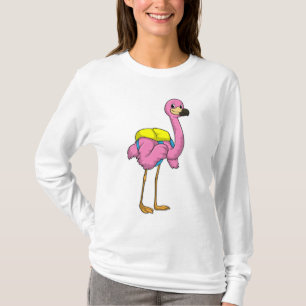 Flamingo als leerlingen met schooltas t-shirt