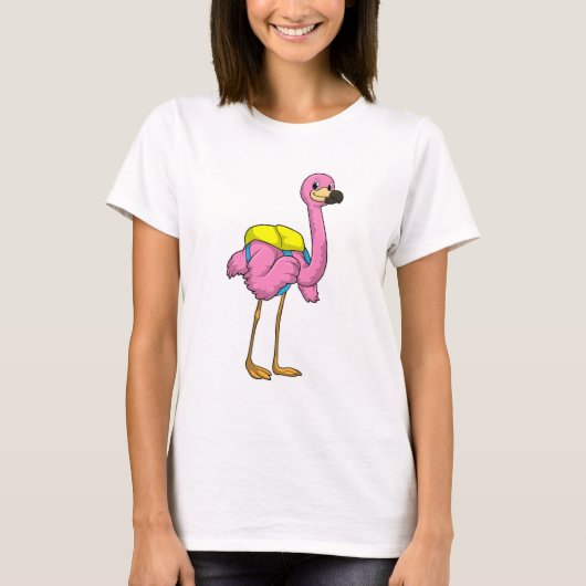 Flamingo als leerlingen met schooltas t-shirt (Voorkant)