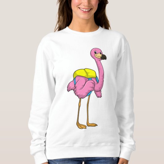 Flamingo als leerlingen met schooltas trui (Voorkant)