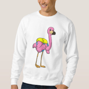 Flamingo als leerlingen met schooltas trui