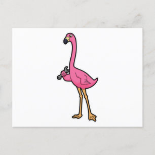 Flamingo als Mechanisch met moersleutel Briefkaart
