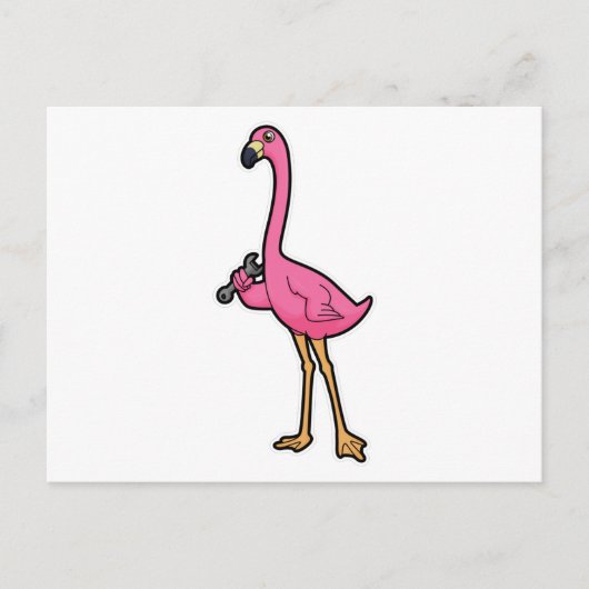 Flamingo als Mechanisch met moersleutel Briefkaart (Voorkant)
