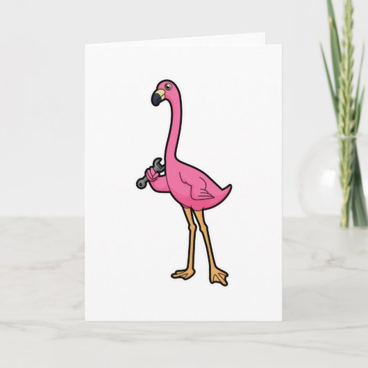 Flamingo als Mechanisch met moersleutel Kaart (Voorkant)