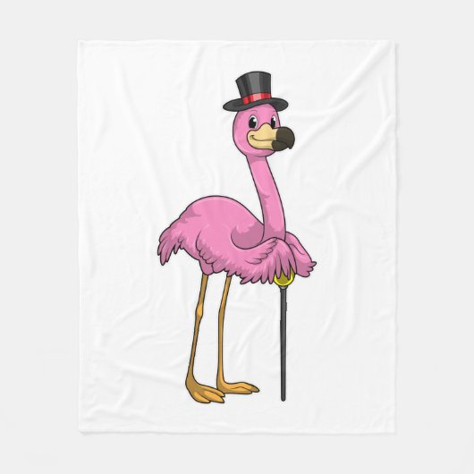 Flamingo als Pensioner met een wandelstok Fleece Deken (Voorkant)