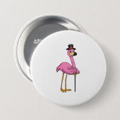 Flamingo als Pensioner met een wandelstok Ronde Button 7,6 Cm (Voorkant /achterkant)