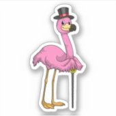 Flamingo als Pensioner met een wandelstok Sticker (Voorkant)