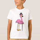 Flamingo als Pensioner met een wandelstok T-shirt (Voorkant)