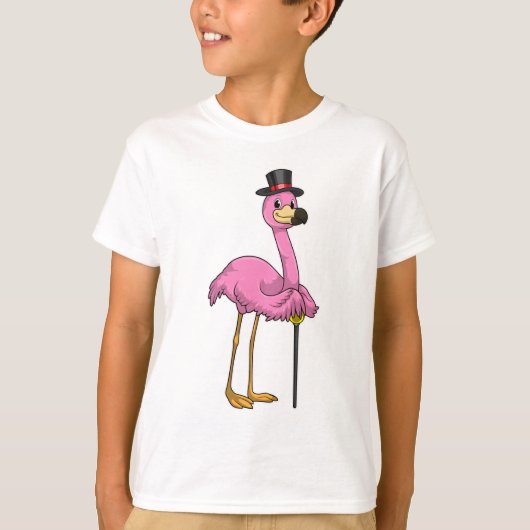 Flamingo als Pensioner met een wandelstok T-shirt (Voorkant)