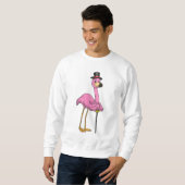 Flamingo als Pensioner met een wandelstok Trui (Voorkant volledig)