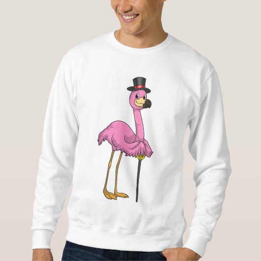 Flamingo als Pensioner met een wandelstok Trui (Voorkant)