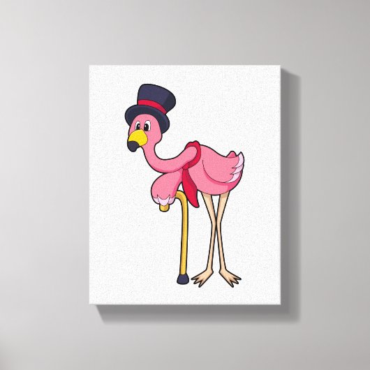 Flamingo als Pensioner met Pet Canvas Afdruk (Voorkant)