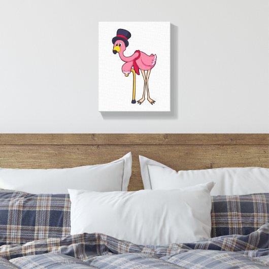 Flamingo als Pensioner met Pet Canvas Afdruk (Insitu (Slaapkamer))