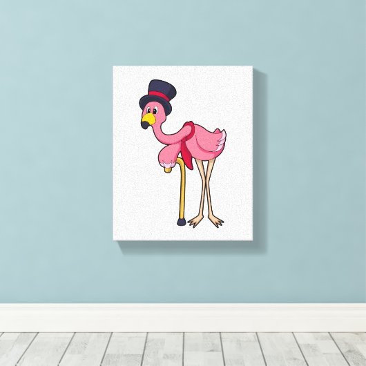 Flamingo als Pensioner met Pet Canvas Afdruk (Insitu (Houten vloer))