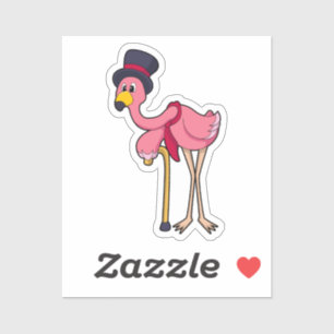 Flamingo als Pensioner met Pet Sticker
