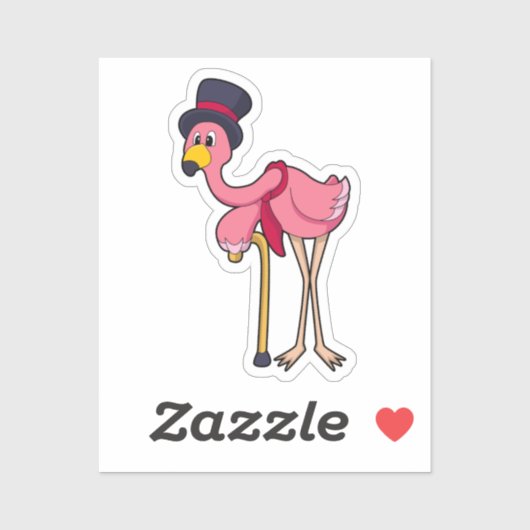Flamingo als Pensioner met Pet Sticker (Vel)
