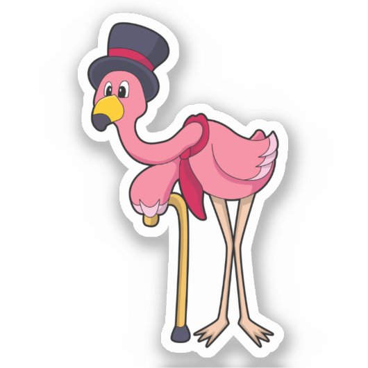 Flamingo als Pensioner met Pet Sticker (Voorkant)