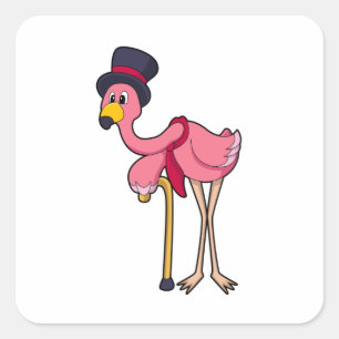 Flamingo als Pensioner met Pet Vierkante Sticker