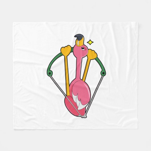 Flamingo als Pijl met Bow Fleece Deken (Voorkant (Horizontaal))