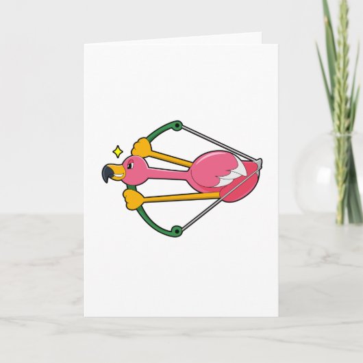 Flamingo als Pijl met Bow Kaart (Voorkant)