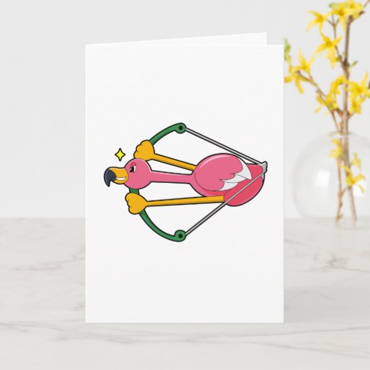 Flamingo als Pijl met Bow Kaart (Gele Bloem)