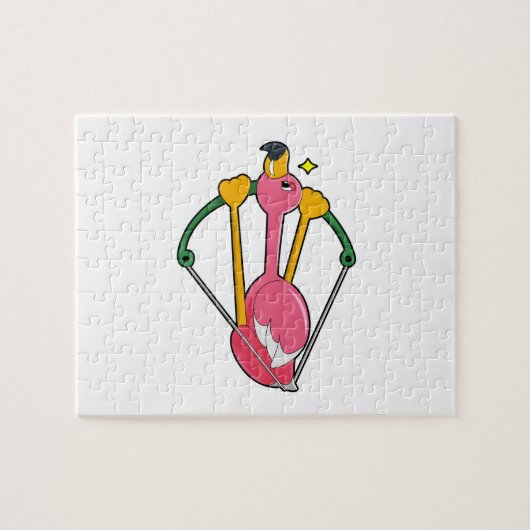 Flamingo als Pijl met Bow Legpuzzel (Horizontaal)