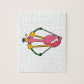 Flamingo als Pijl met Bow Legpuzzel (Verticaal)