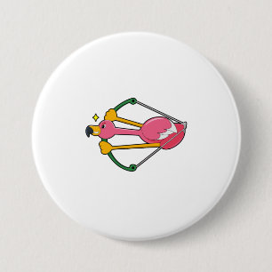 Flamingo als Pijl met Bow Ronde Button 7,6 Cm