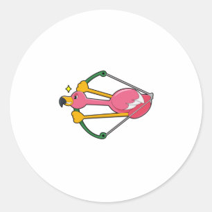 Flamingo als Pijl met Bow Ronde Sticker
