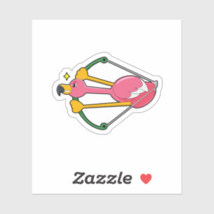 Flamingo als Pijl met Bow Sticker