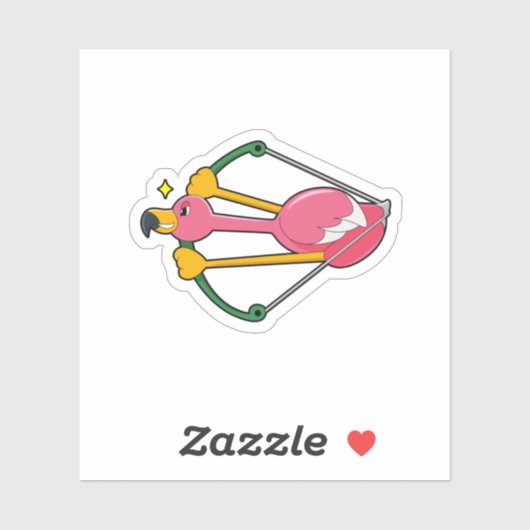Flamingo als Pijl met Bow Sticker (Vel)