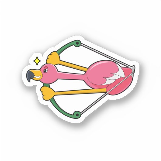 Flamingo als Pijl met Bow Sticker (Voorkant)