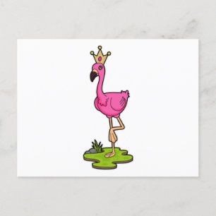 Flamingo als prinses met Kroon Briefkaart
