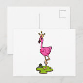 Flamingo als prinses met Kroon Briefkaart (Voorkant / Achterkant)
